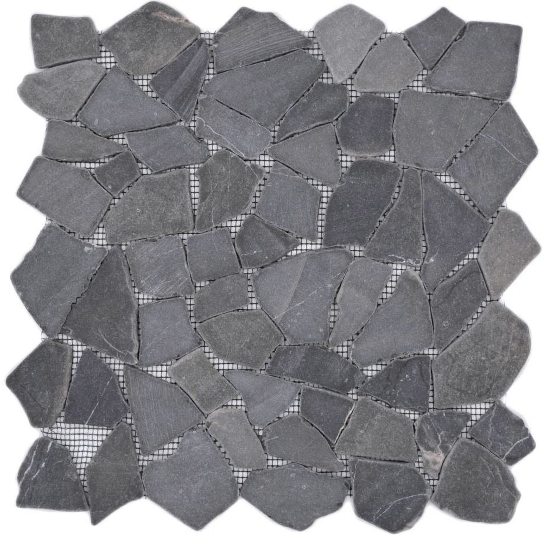 Mosani Mosaikfliesen Mosaik Marmor Naturstein Nero schwarz anthrazit dunkelgrau Bad