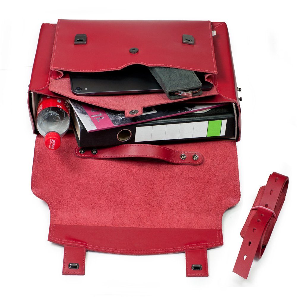 Jahn-Tasche Aktentasche Damen-Aktentasche, Leder Kirsch-Rot, Futter Grau, Jahn-Tasche 609
