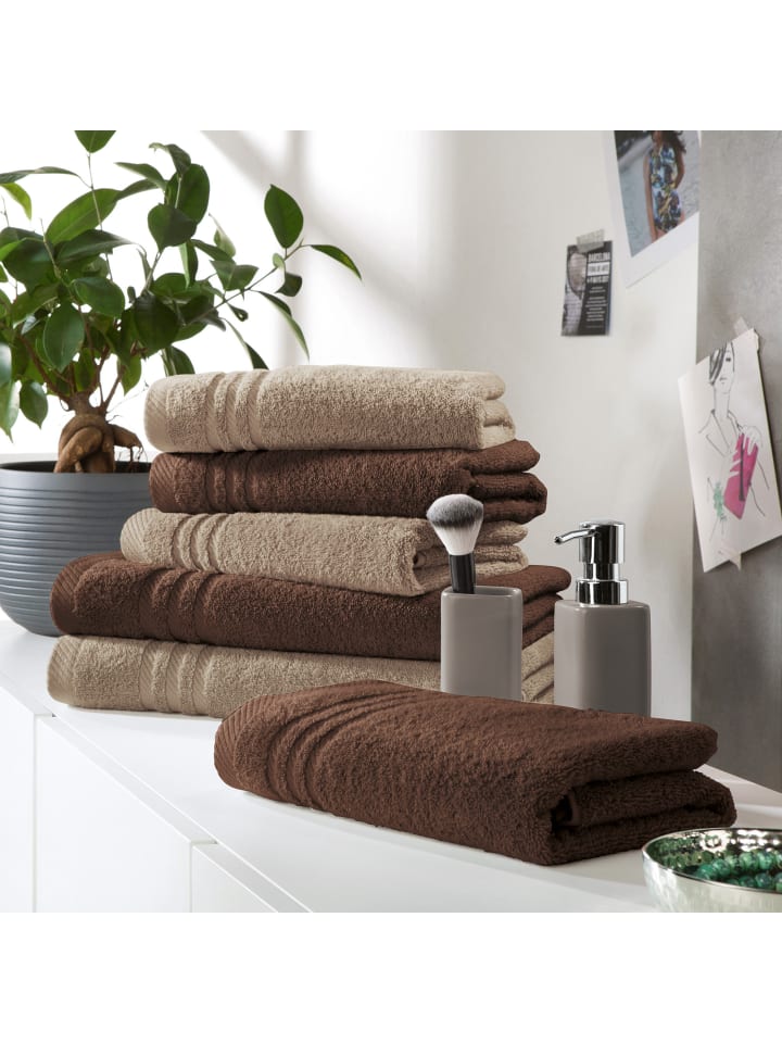 REDBEST Frottier Frottier-Set 2-farbig 6-tlg. New York in braun-beige günstig kaufen onesize