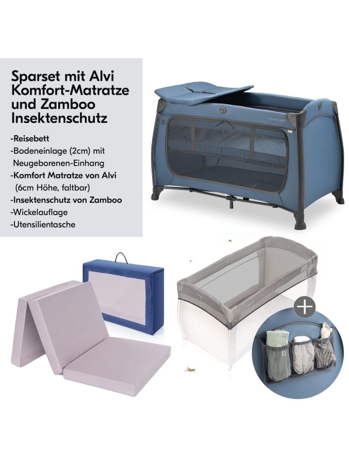 Hauck Reisebett Sparset Play'n Relax Center inkl. Komfort in blau günstig kaufen onesize
