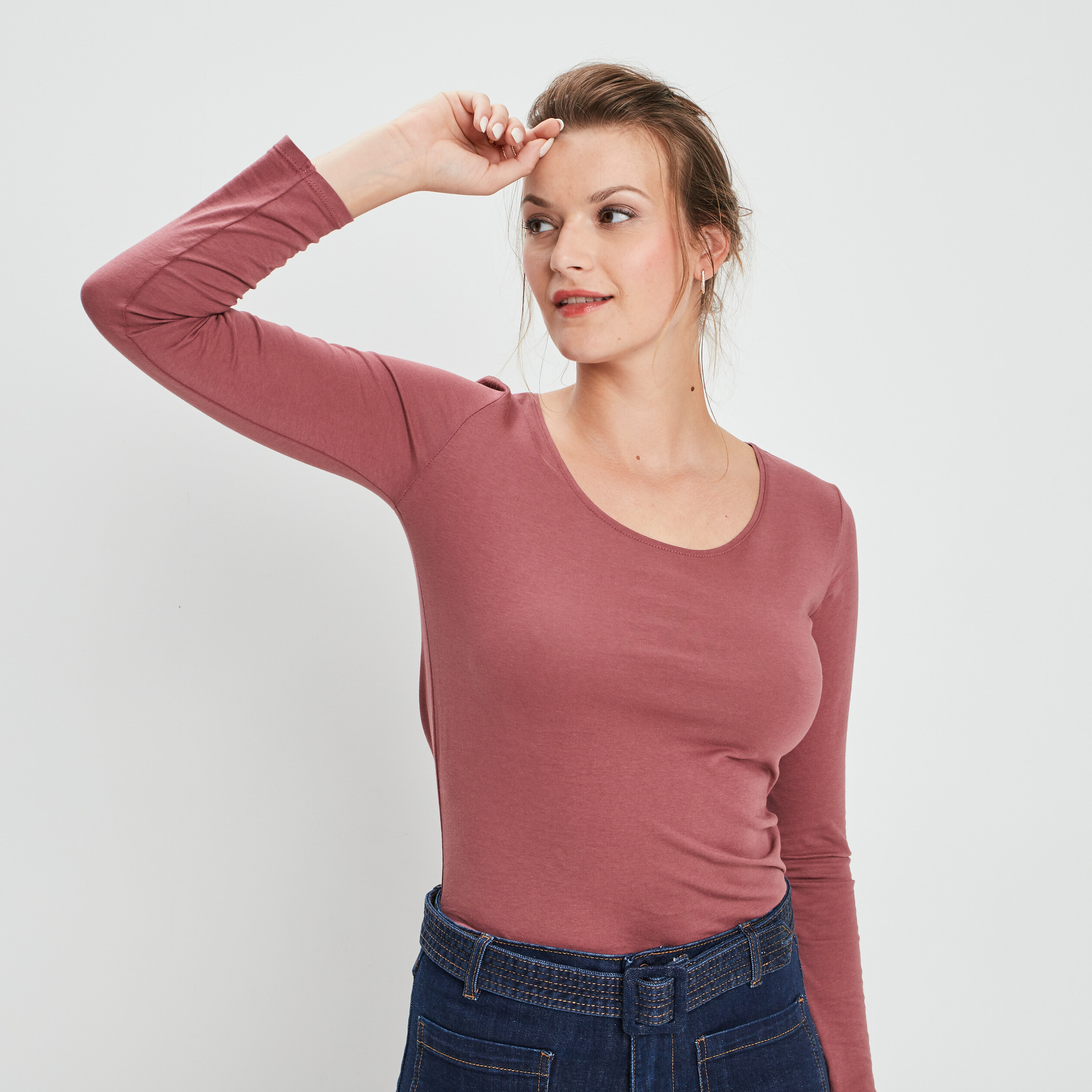 T-shirt manches longues rose cerise femme | La Halle