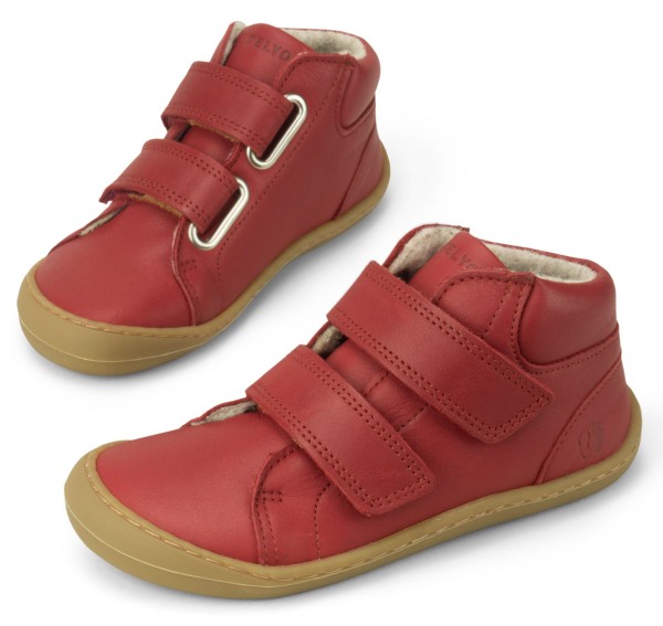 Telyoh bare ~ MidCut Leder Klettschuh Wollfleece ~ Dark Red
