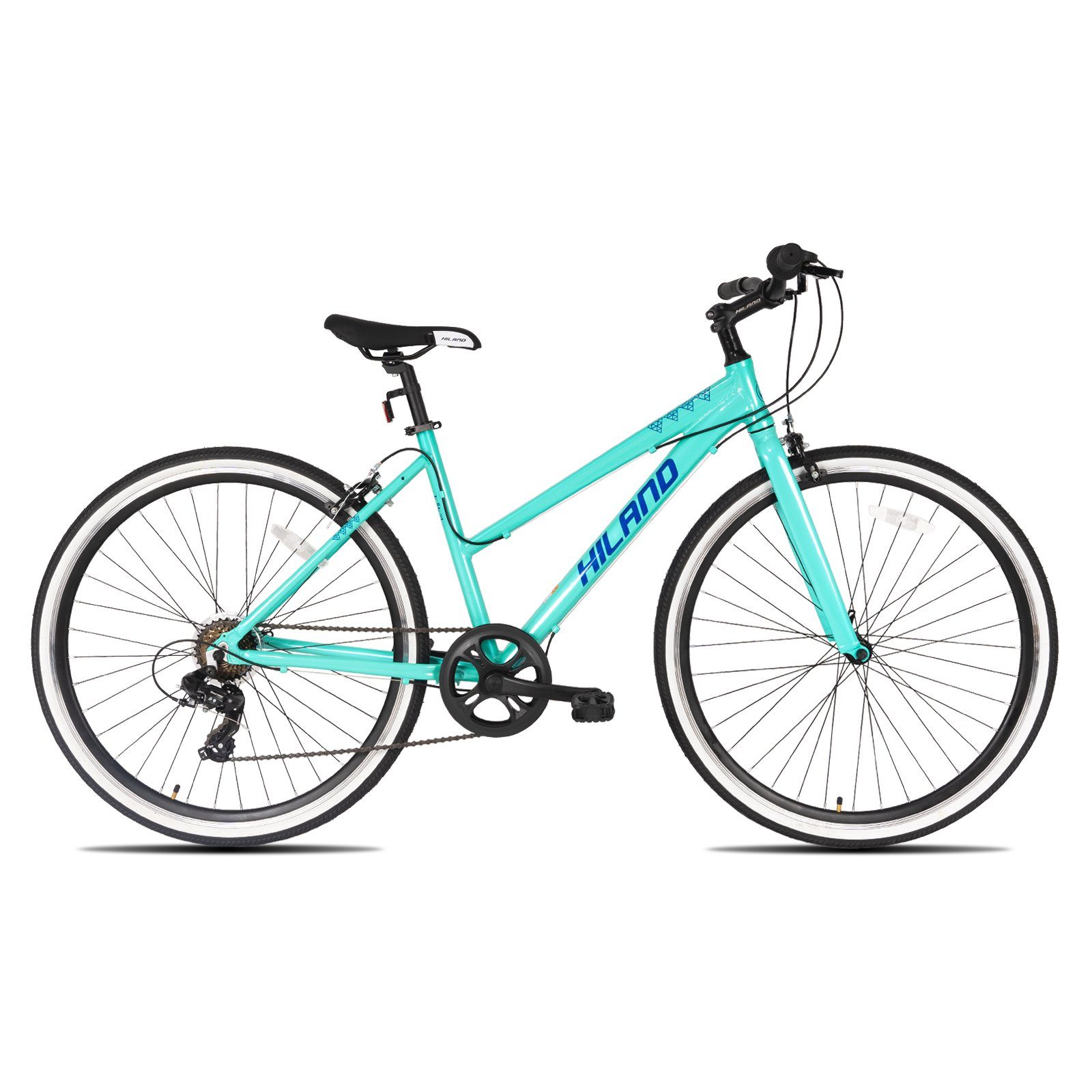 HILAND Cityrad 28 Zoll Trekkingrad mit Aluminiumrahmen,700C Hybrid Fahrrad, 7 Gang Shimano TY300D Schaltwerk, Kettenschaltung, (set, mit werkzeung), für Damen und Herren 160 - 183 cm Citybike