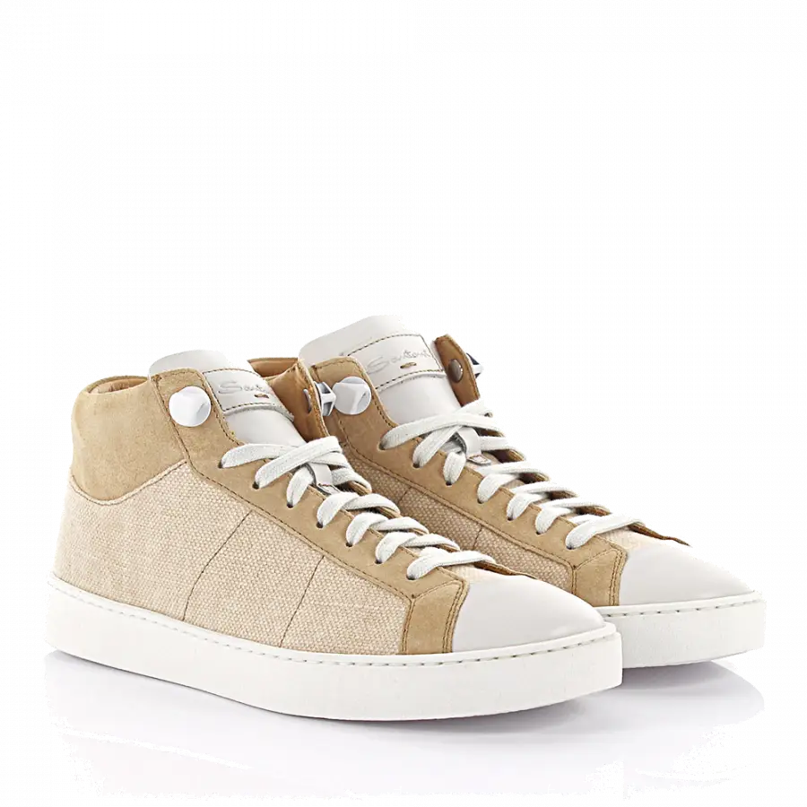 Santoni - Schnürer Textil Logo beige - beige