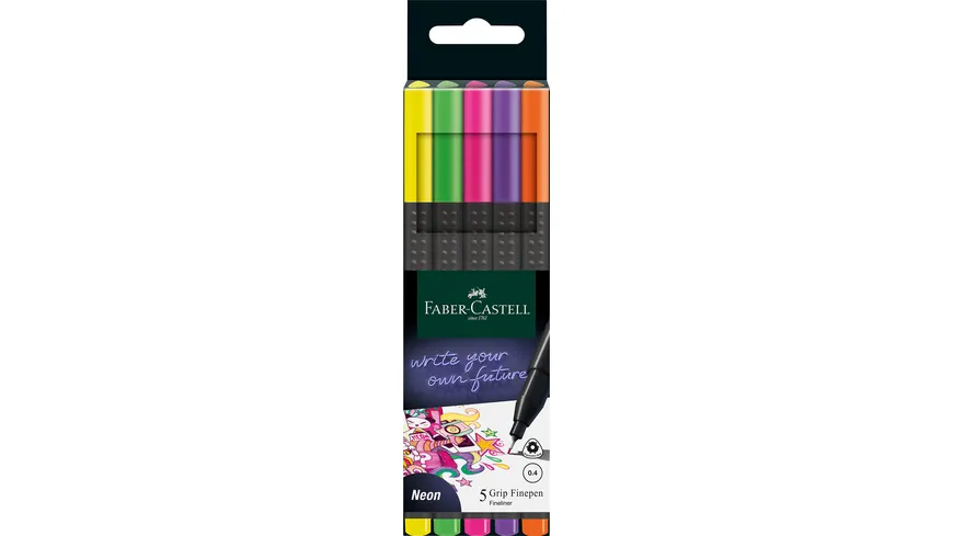 FABER-CASTELL Grip Finepen neon 5er Set