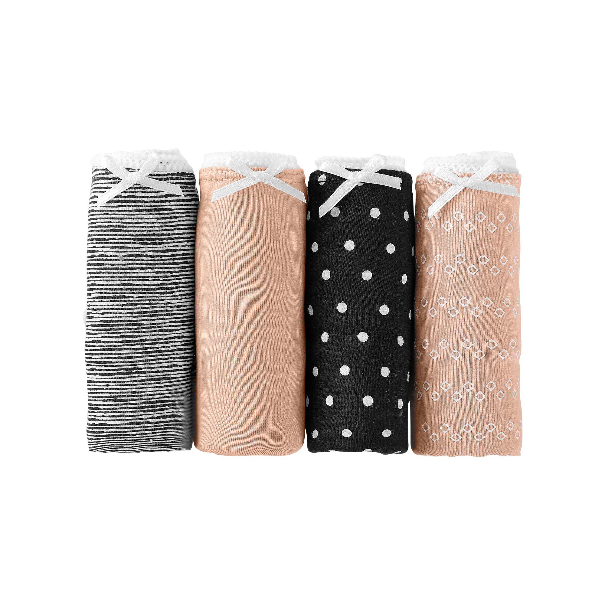 Slip coton forme midi imprimé motif à pois assortis – Lot de 4