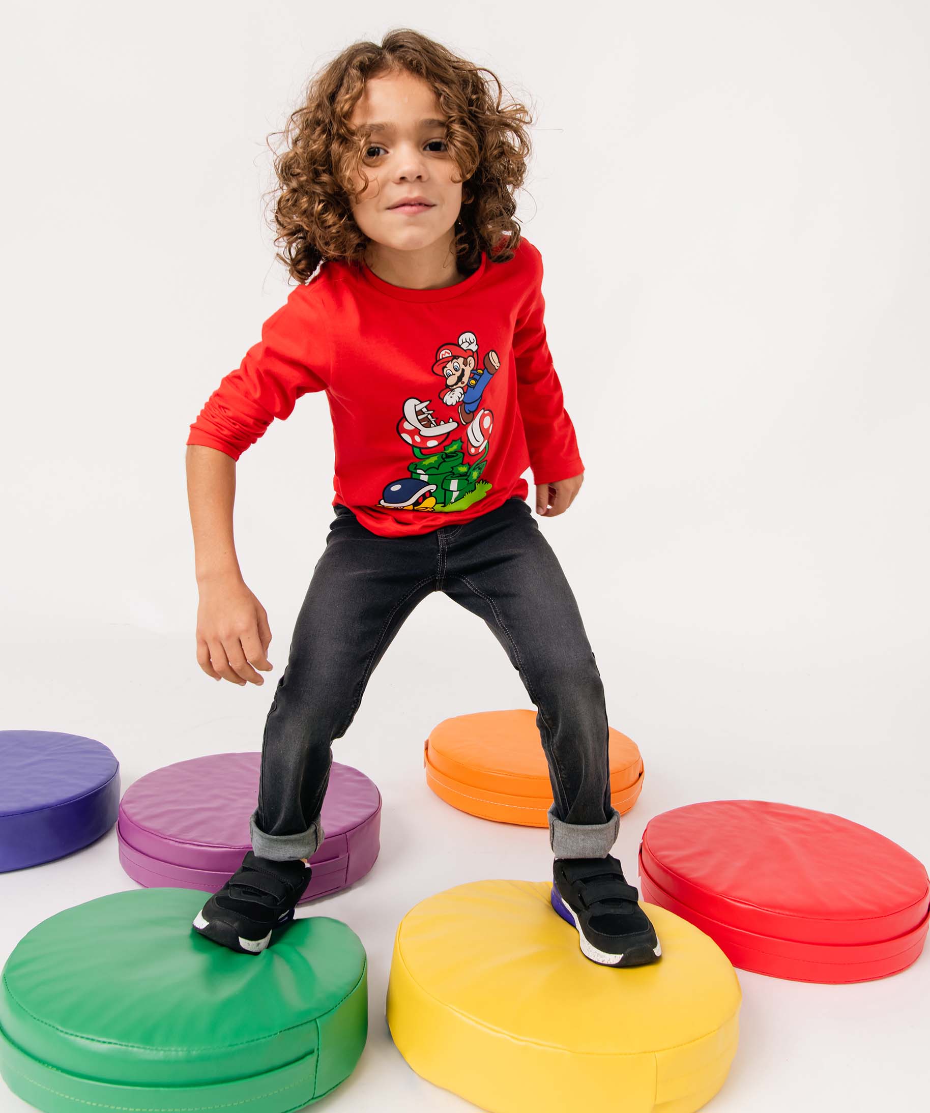 Tee-shirt Garçon avec large motif coloré - Super Mario rouge | GEMO