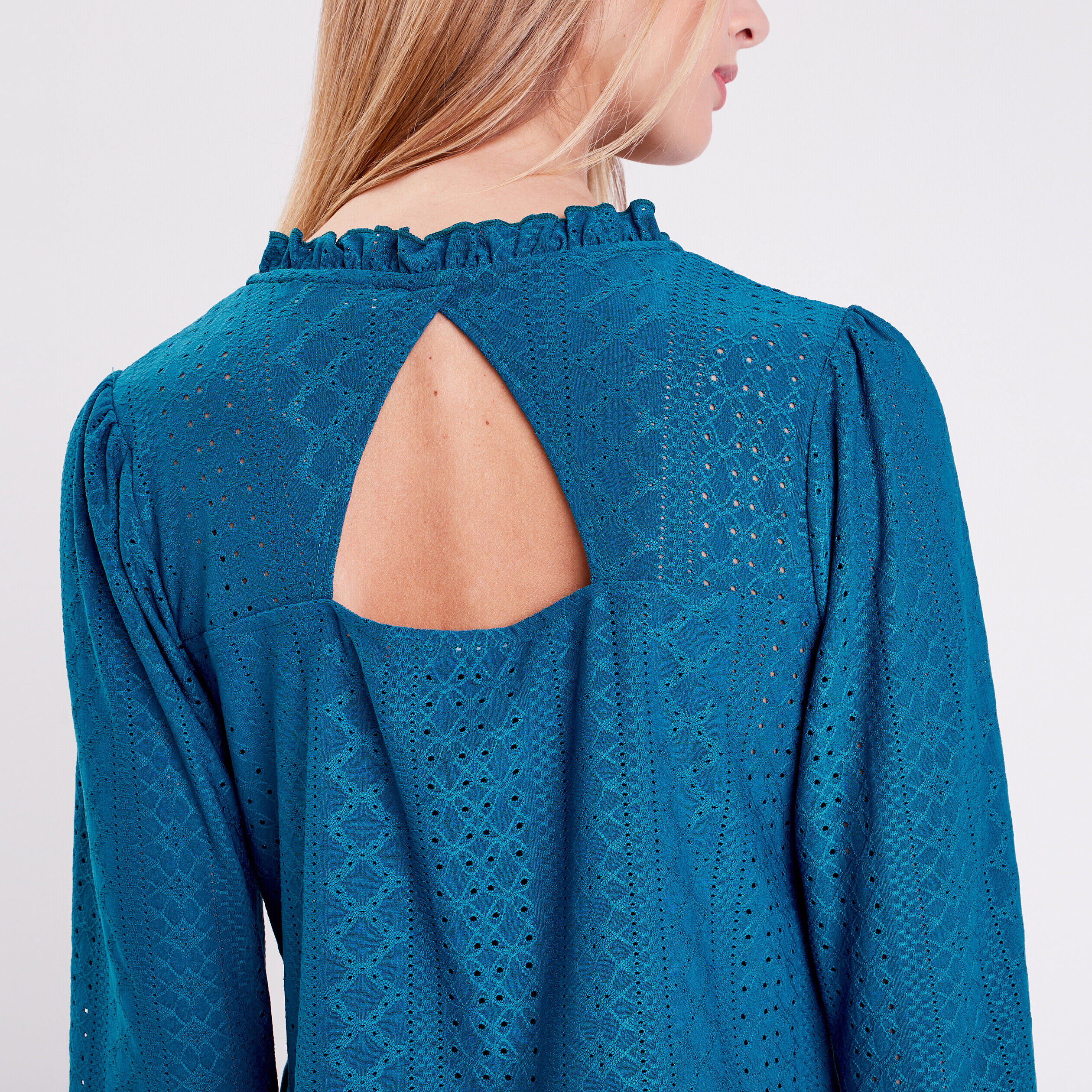 Blouse manches longues bleu canard femme | Cache Cache