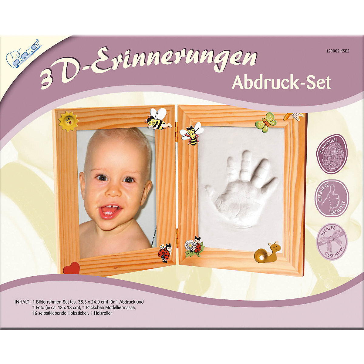3D Erinnerungen - Gipsabdruck-Set Bilderrahmen, 2-tlg.
