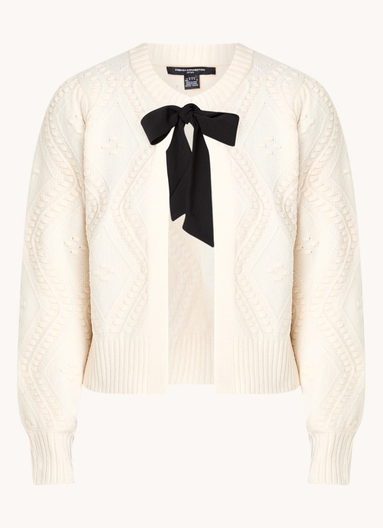 Cardigan French Connection Kitty Chunky tricotat cu fundă decorativă