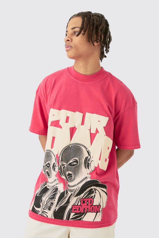 Oversize T-Shirt mit Homme Mask Print