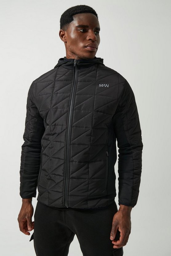Man Active gesteppter Hoodie mit Reißverschluss
