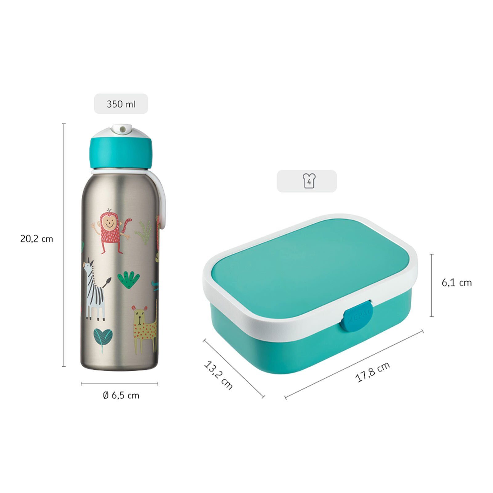 Mepal Lunchbox Campus Brotdose + Thermoflasche 2er Set, Material-Mix, (2-tlg), spülmaschinenfest