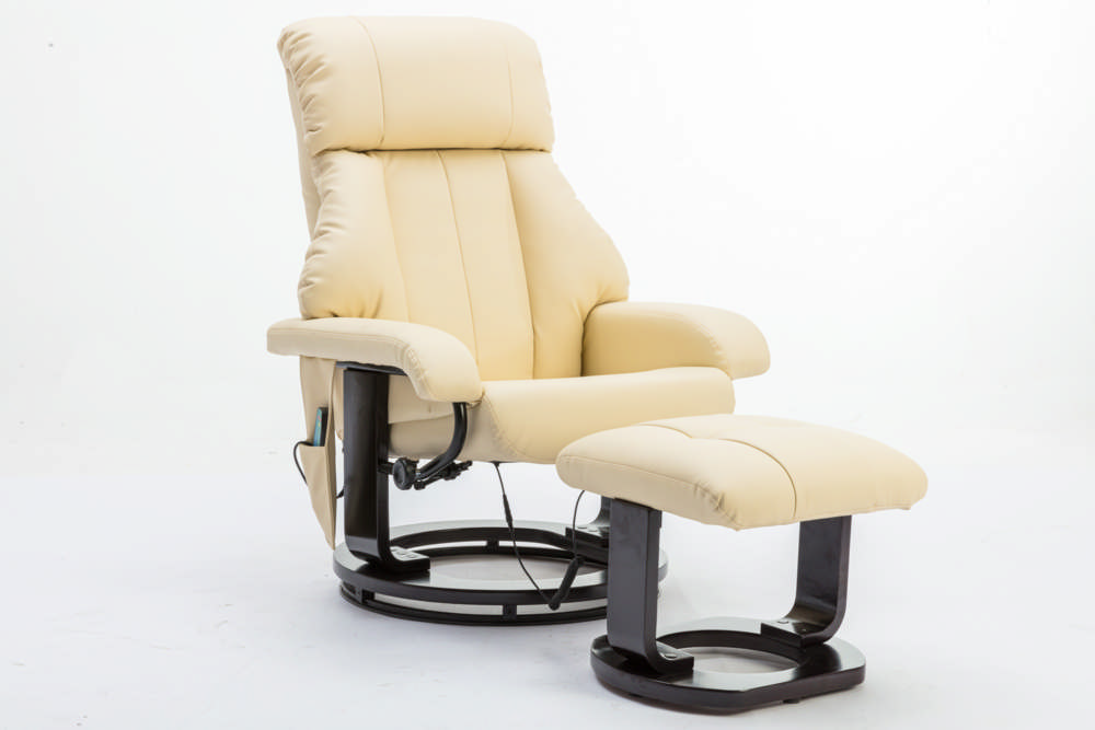 Happy Home Massagesessel mit Fußhocker & Heizfunktion beige