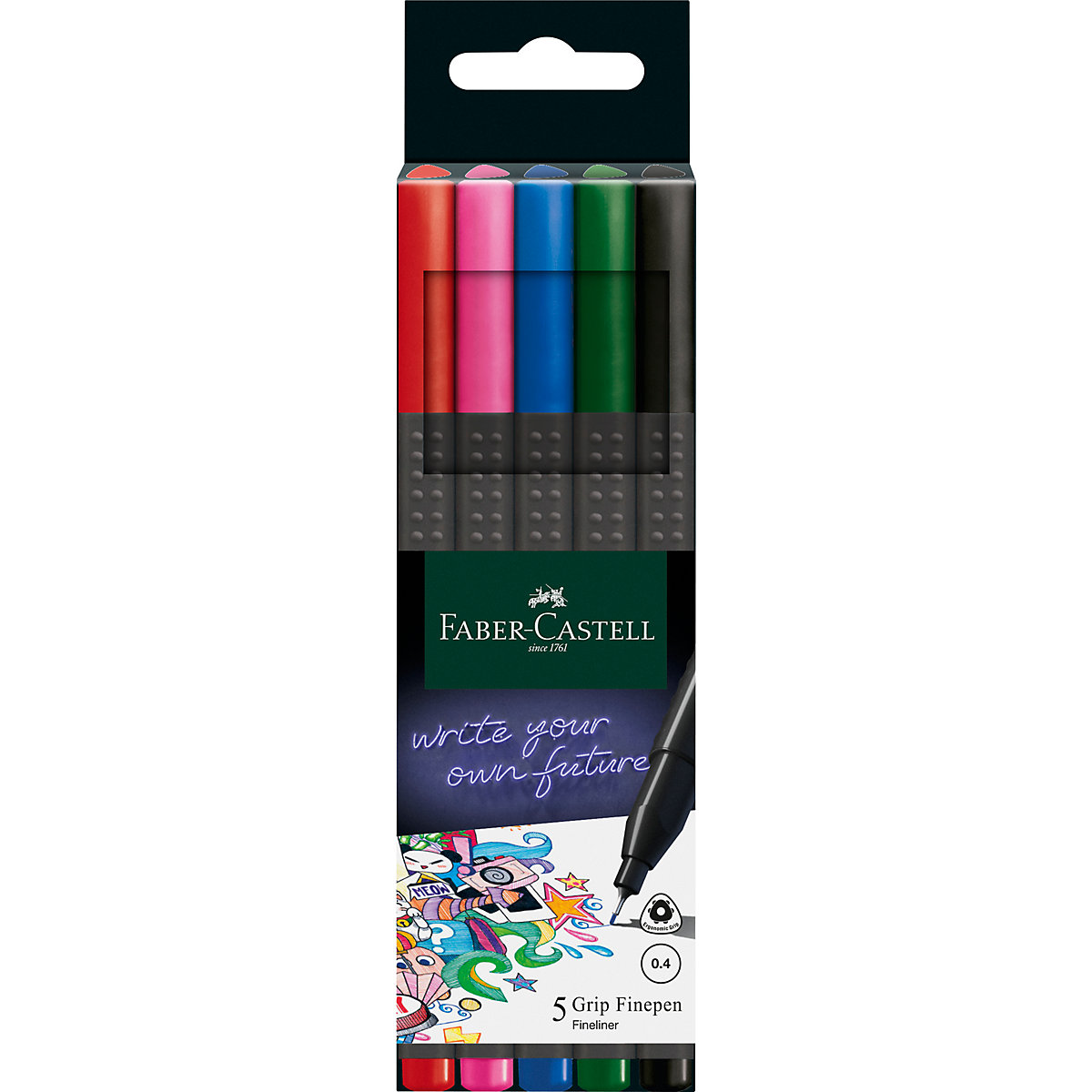 Fineliner GRIP Finepen basic, 5 Farben