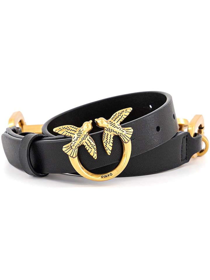 Pinko Leder-Gürtel in Schwarz/ Gold günstig kaufen