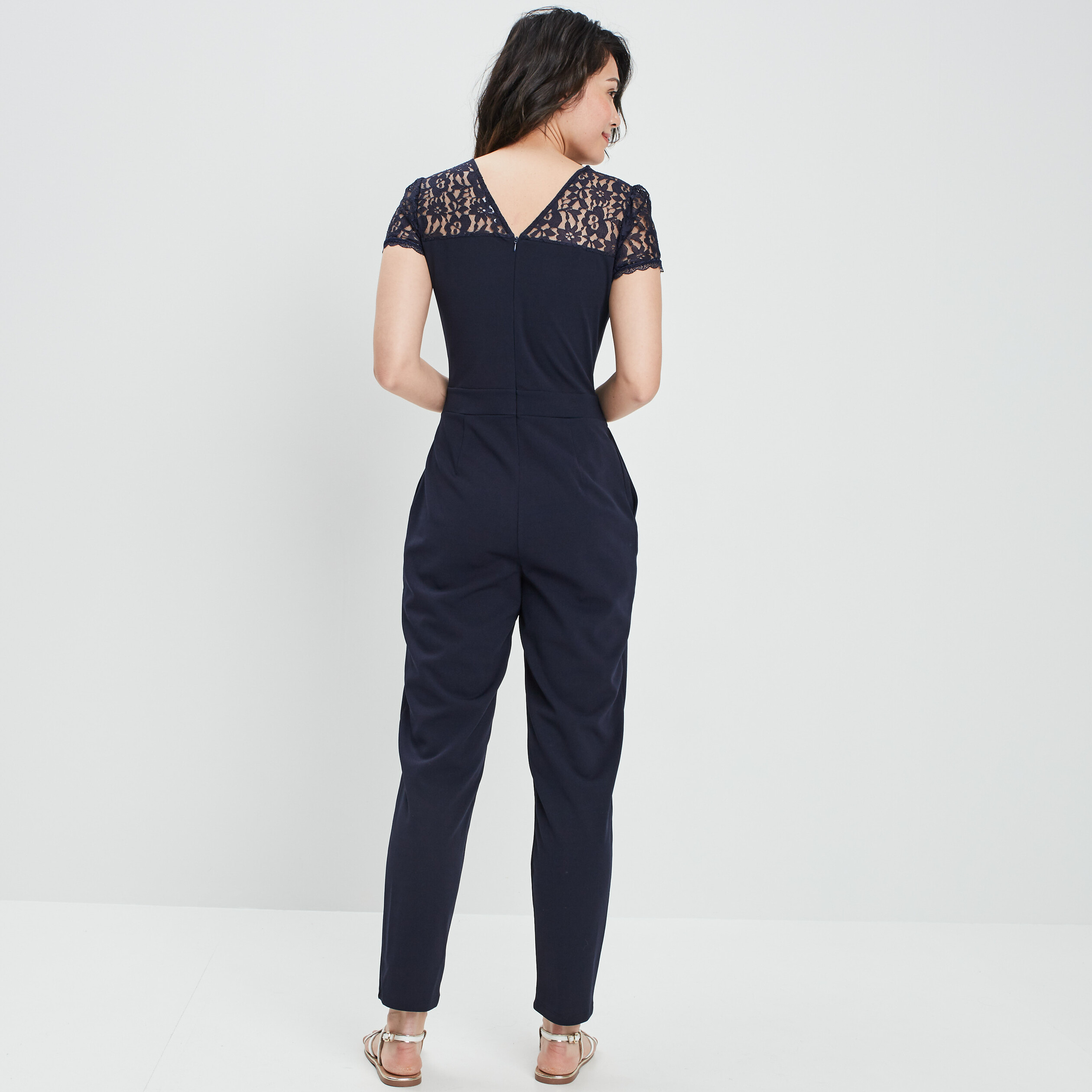Combinaison pantalon ajustée bleu marine femme | La Halle
