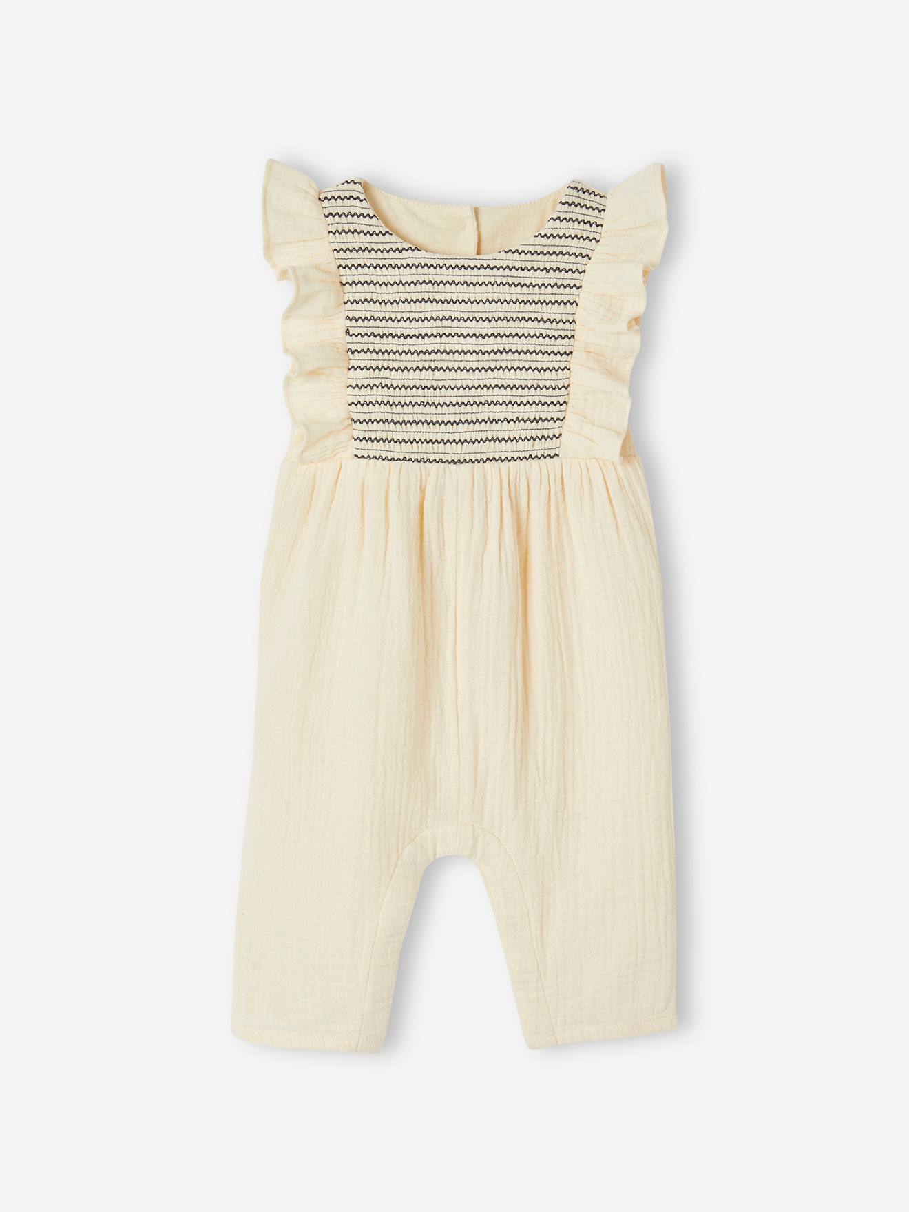 Vertbaudet Baby Overall aus Musselin - wollweiß