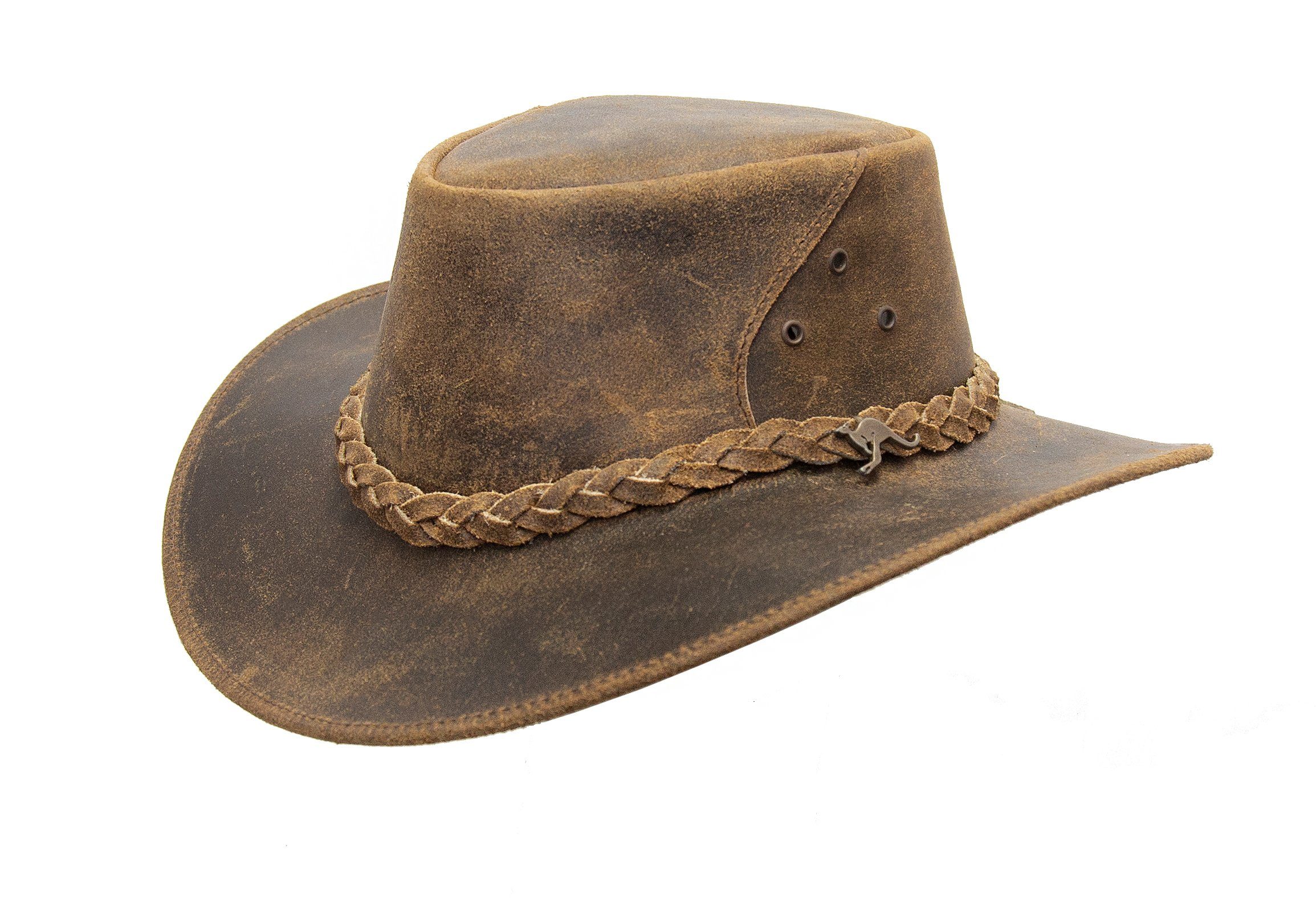 Outbacker Cowboyhut Lederhut aus Rindsleder allwettertauglich mit biegsamer Krempe