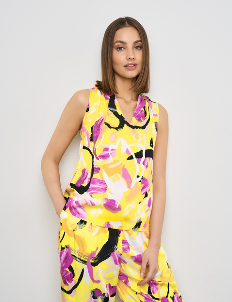 Ärmellose Bluse mit Floral-Print
