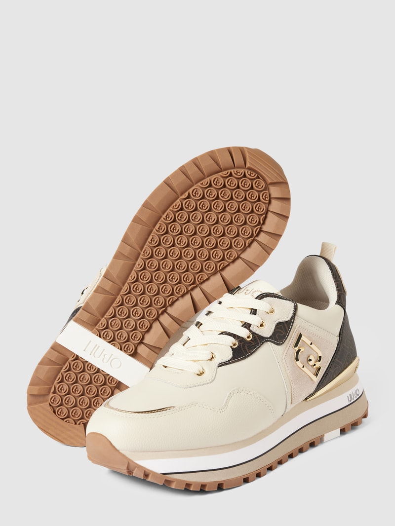 Sneaker mit Label-Print in beige