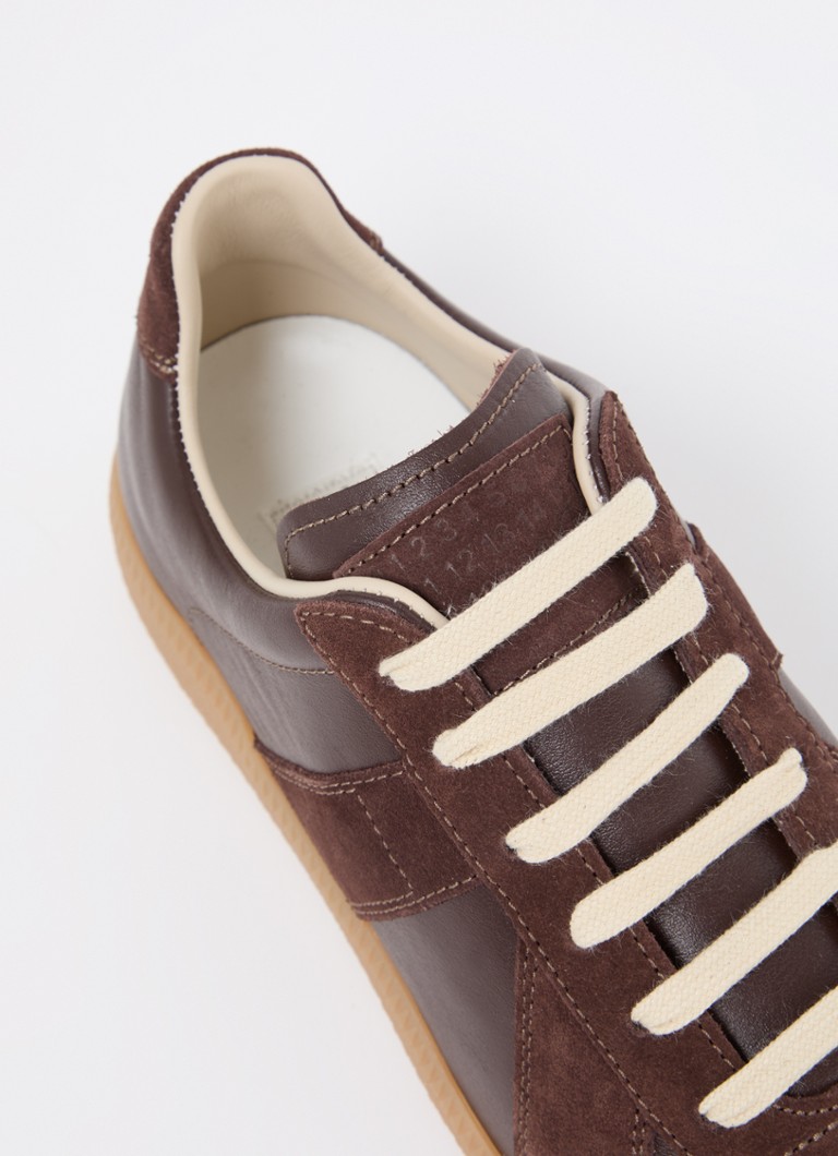 Zapatillas Maison Margiela Replică din piele cu șnur și detalii din piele verde pe față
