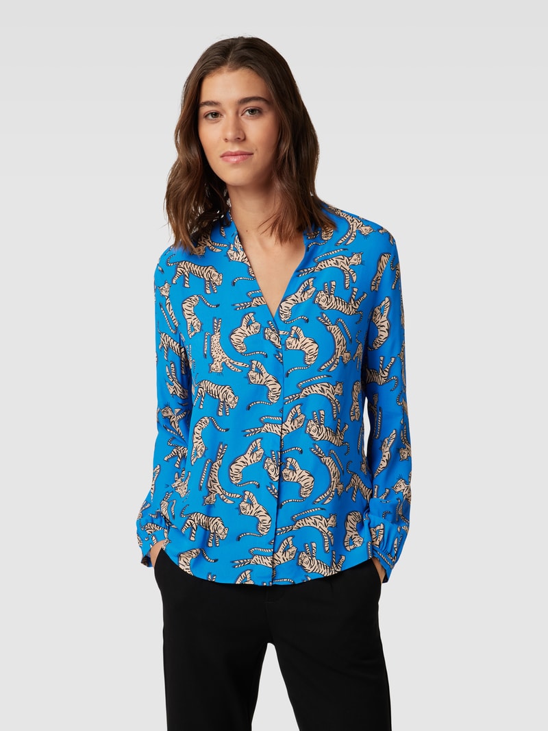 Bluse mit Allover-Print Modell 'REMIX' in royalblau
