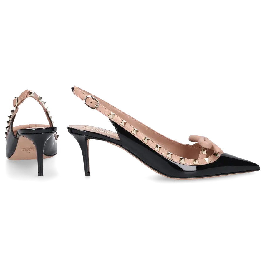 Valentino Garavani - Slingpumps ROCKSTUD BOW Lackleder - schwarz