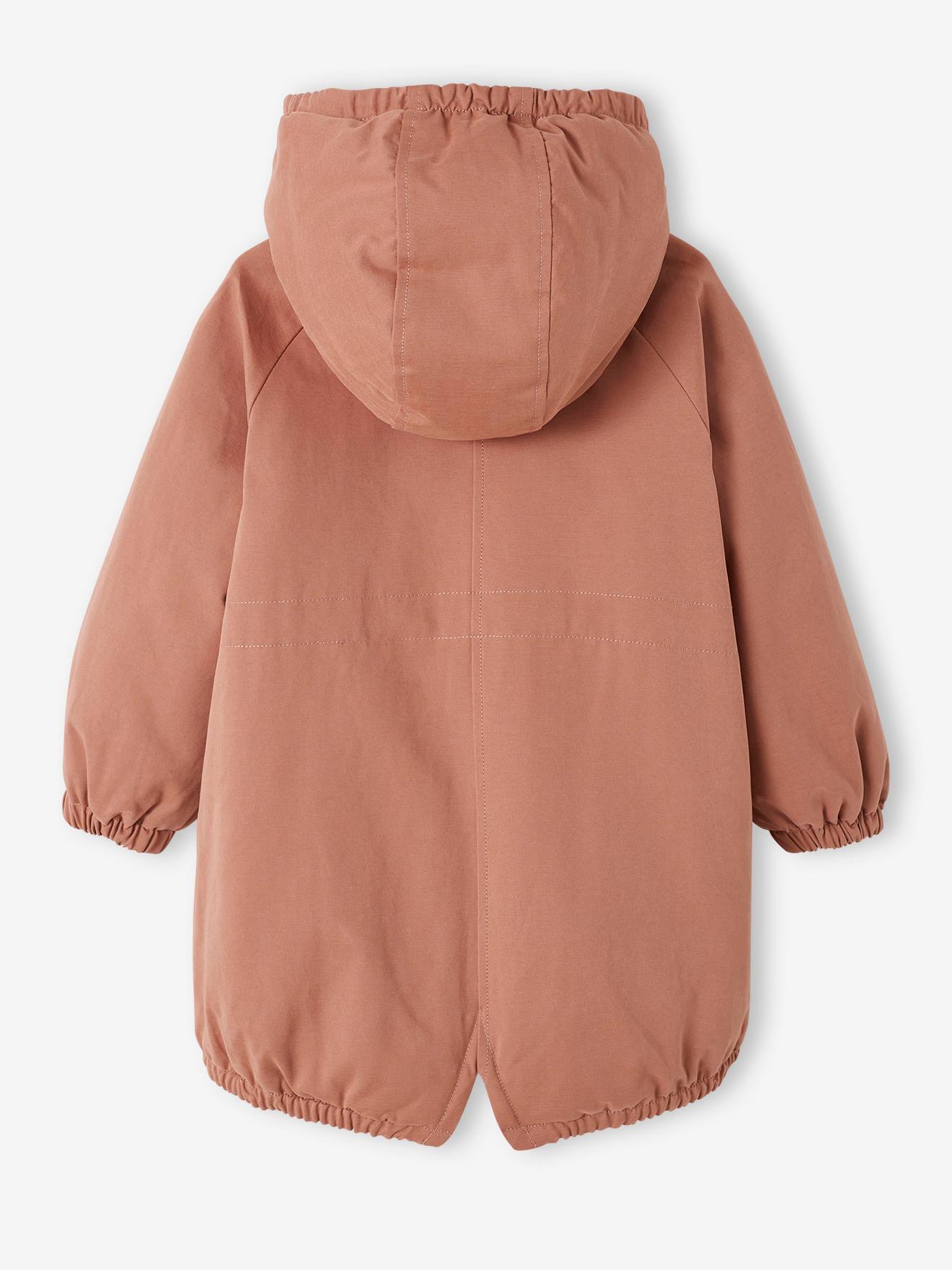 Parka à capuche fille doublée imitation fourrure kaki