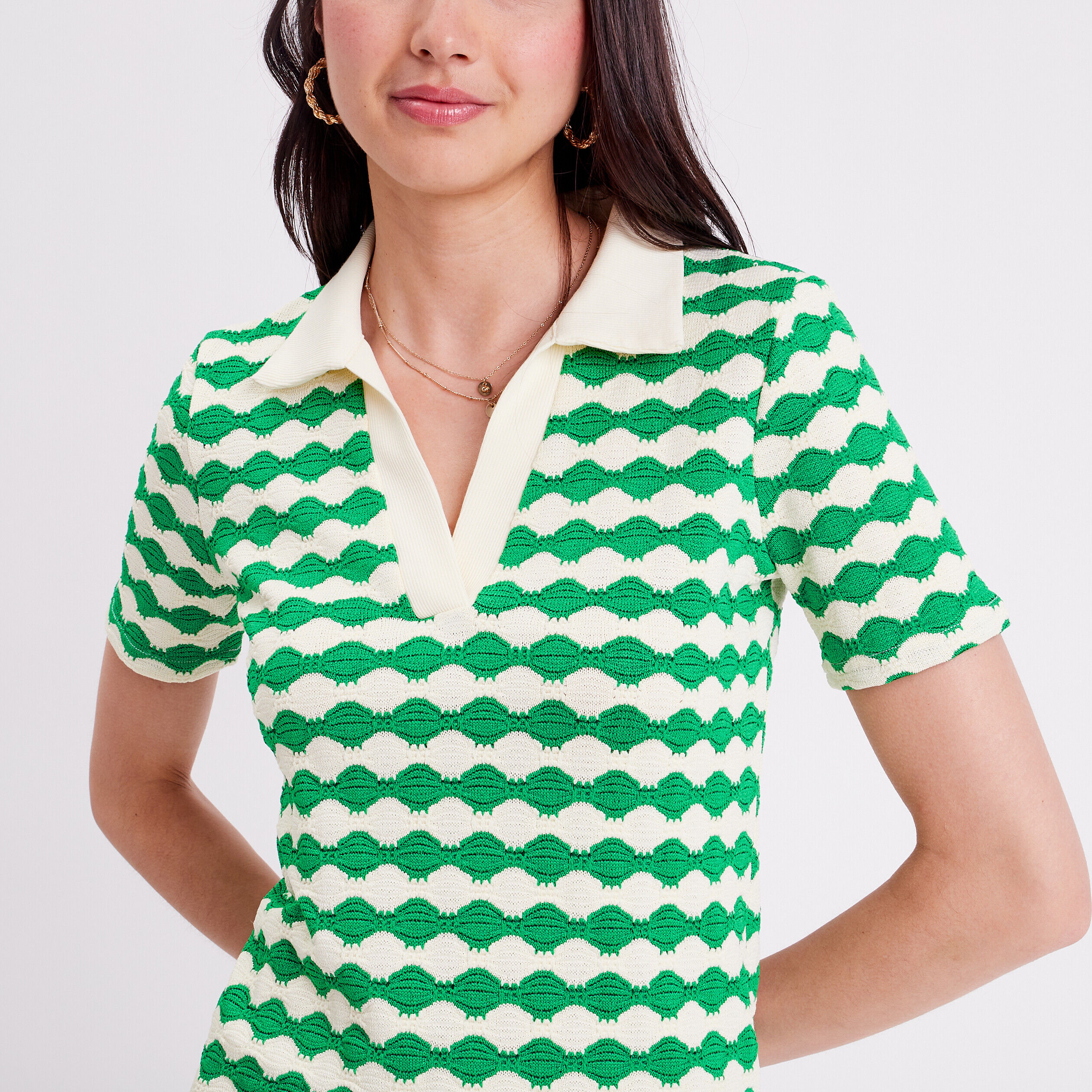 Polo manches courtes vert femme | Cache Cache