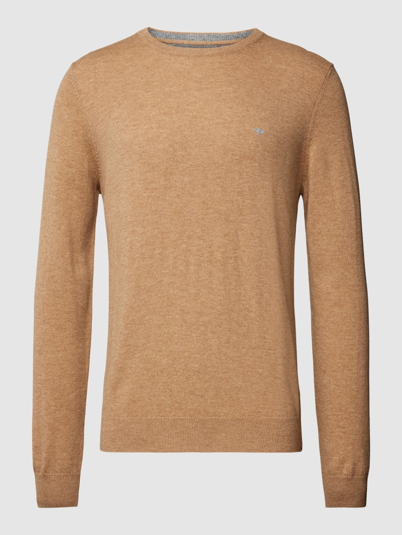 Strickpullover mit Rundhalsausschnitt in camel