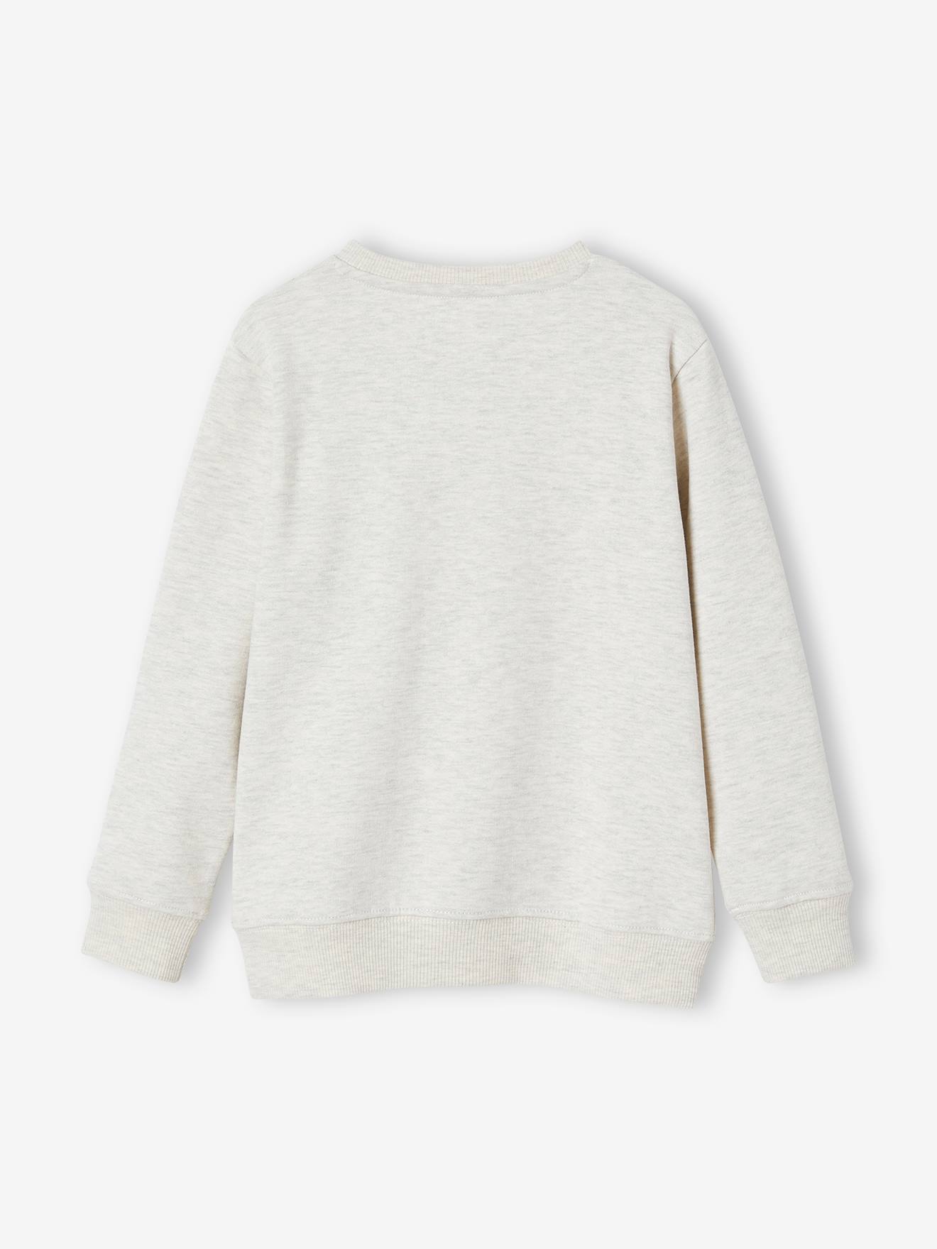 Sweat Basics motifs graphiques garçon blanc chiné