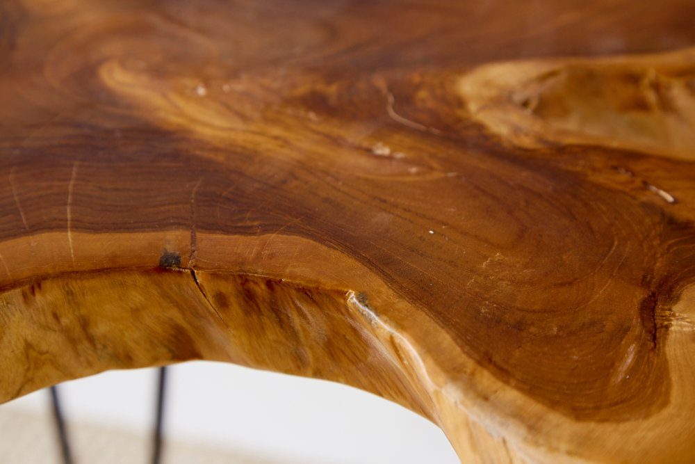 riess-ambiente Beistelltisch WILD 60cm natur, Massivholz · Couchtisch · Hairpin Legs · Baumscheibe · Teakholz
