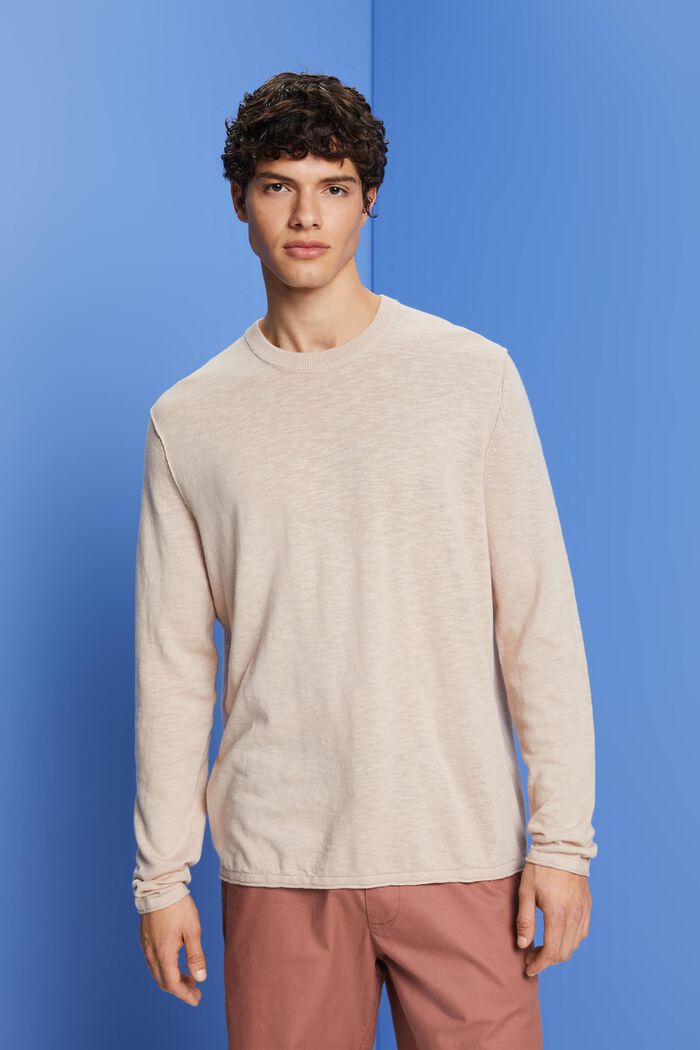 Rundhals Pullover, Baumwoll-Leinenmix