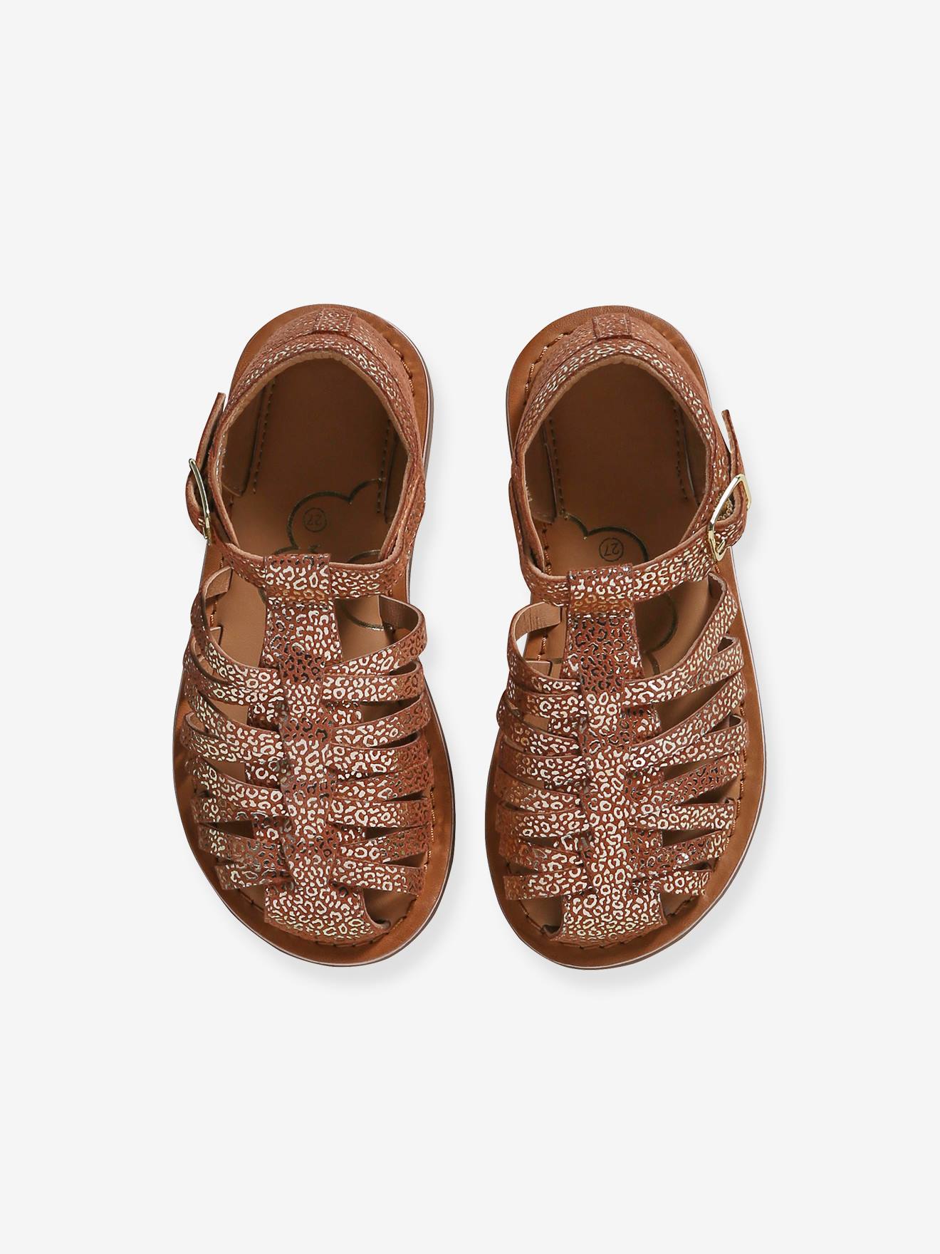 Vertbaudet Kinder Riemchen-Sandalen mit Anziehtrick - ocker