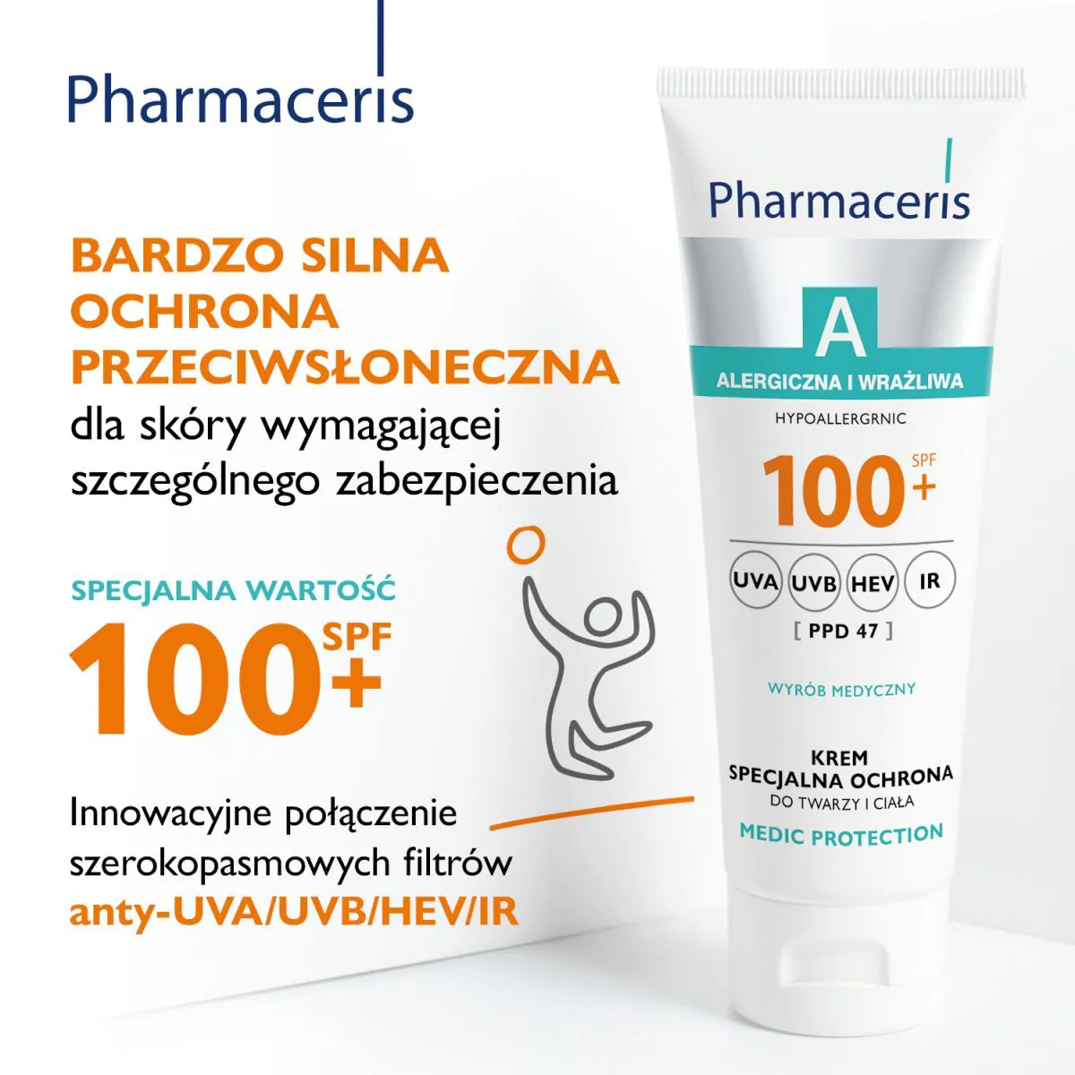 „Pharmaceris A Medic“ apsauginis kremas, ypatinga apsauga veidui ir kūnui, SPF100+