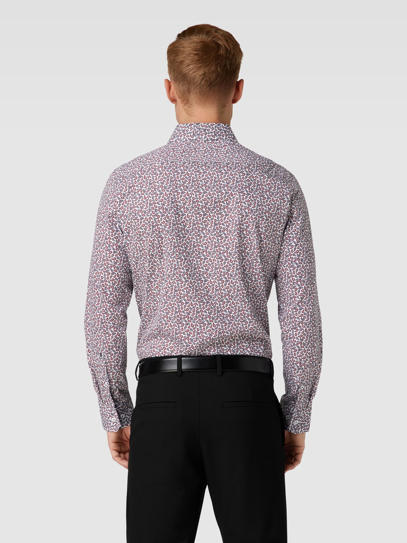 Slim Fit Business-Hemd mit Paisley-Muster in marineblau