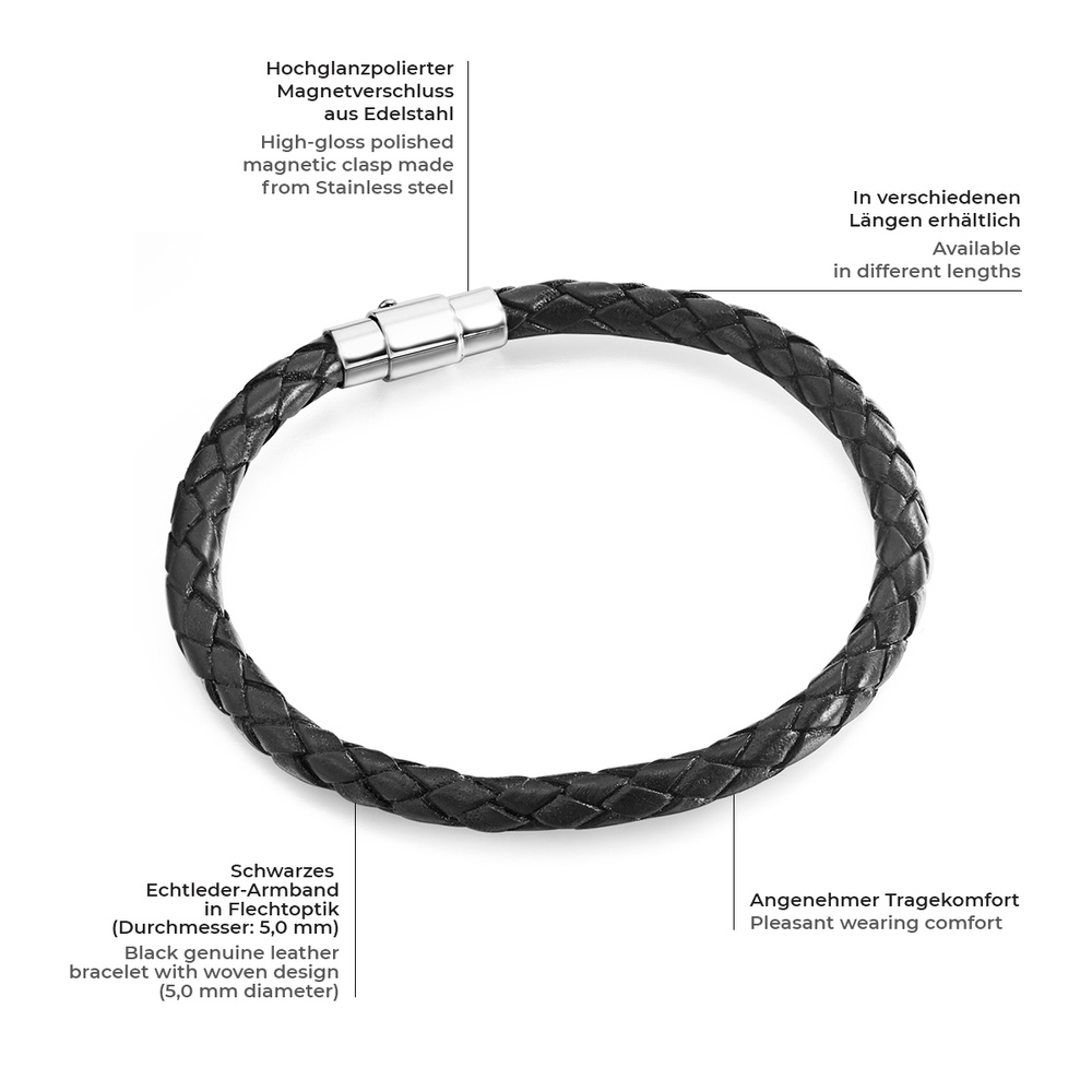 Rafaela Donata Bracelet cuir nappa Cuir véritable en Noir Bracelet