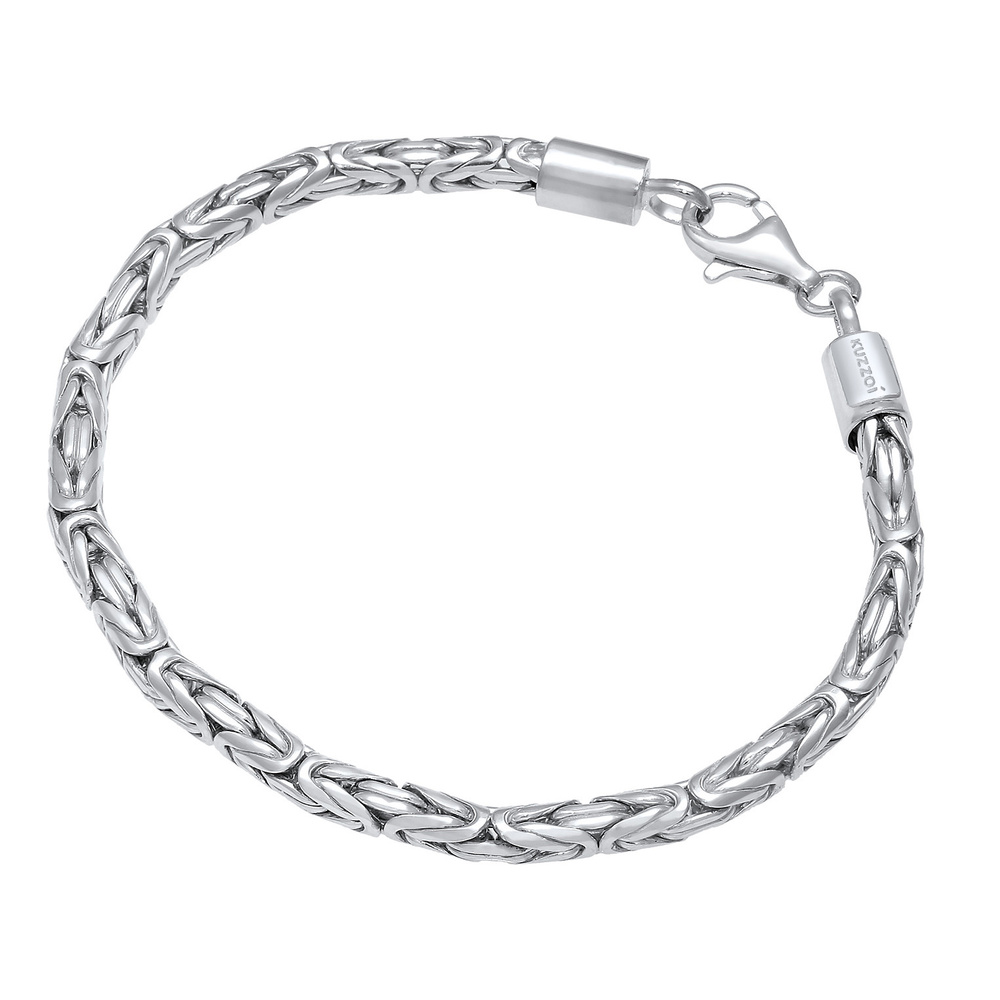 KUZZOI KUZZOI Bracelet Chaîne de base pour hommes en plaqué or 925 en argent sterling Bracelet