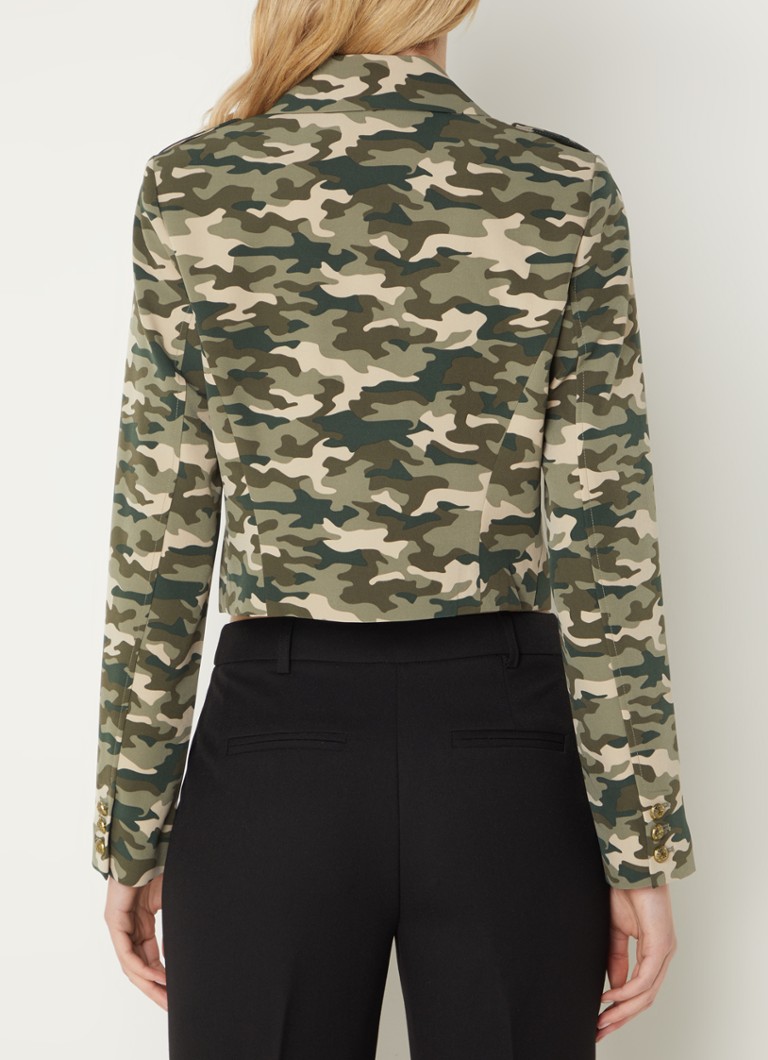 NIKKIE Asti double-breasted cropped blazer with camouflage print