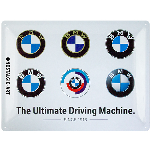 Nostalgic Art Retro Blechschild 30x40cm, Motiv "BMW - Logo Evolution", 1 Stück - ATU