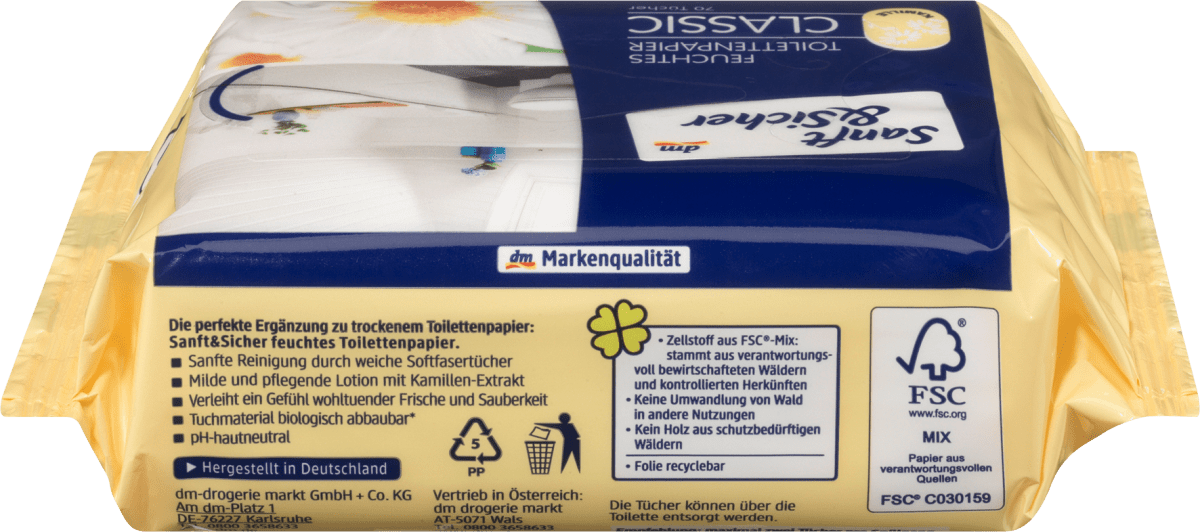 Feuchtes Toilettenpapier Classic Kamille (2x70 St), 140 St
