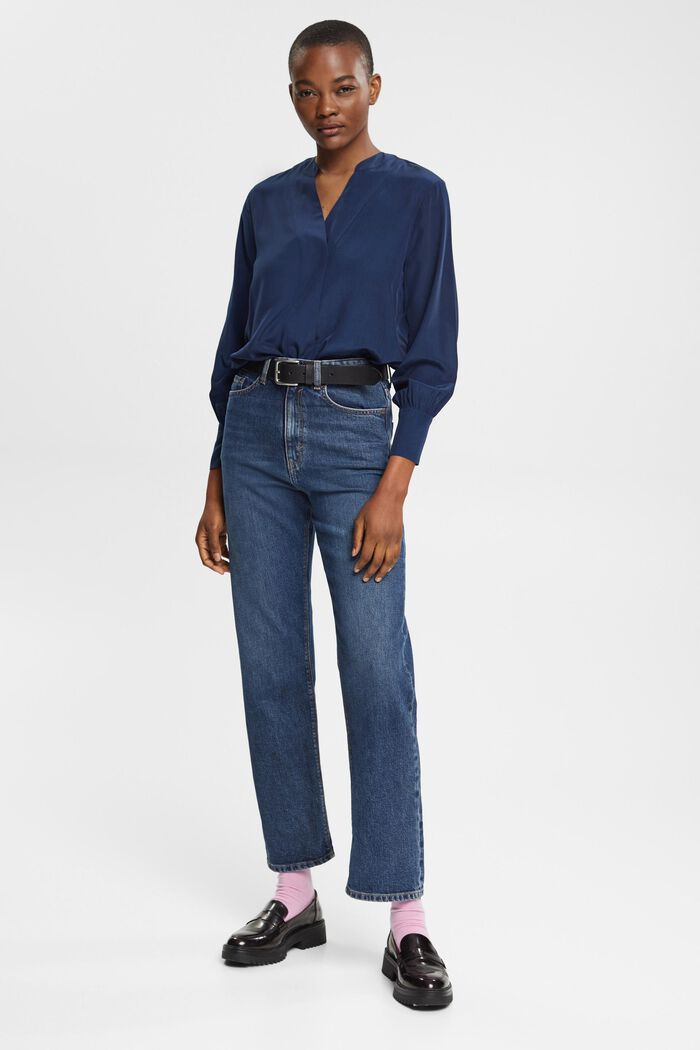 Bluse mit V-Neck, LENZING™ ECOVERO™