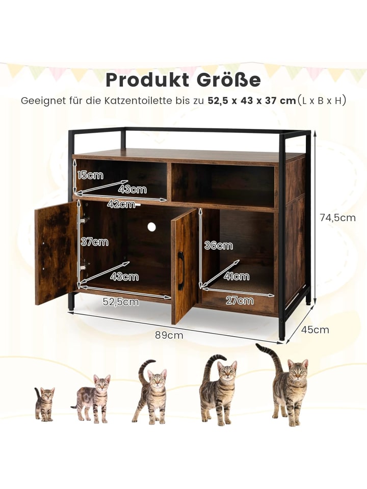 COSTWAY Katzenschrank in Braun günstig kaufen 45 cm