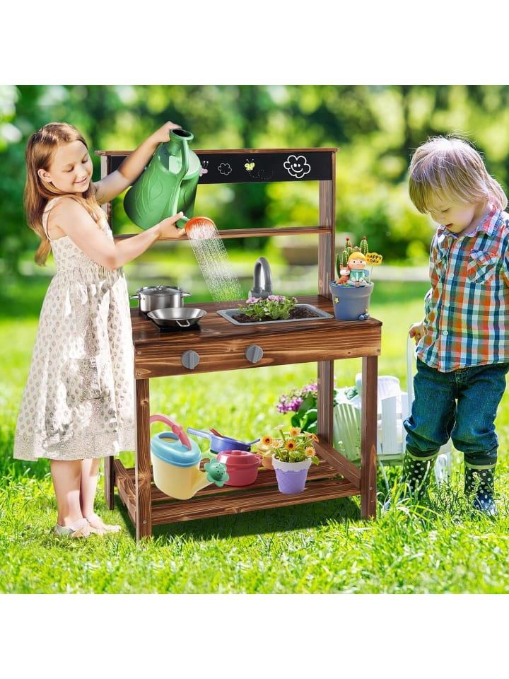COSTWAY Matschküche Kinder Outdoor in Braun günstig kaufen onesize
