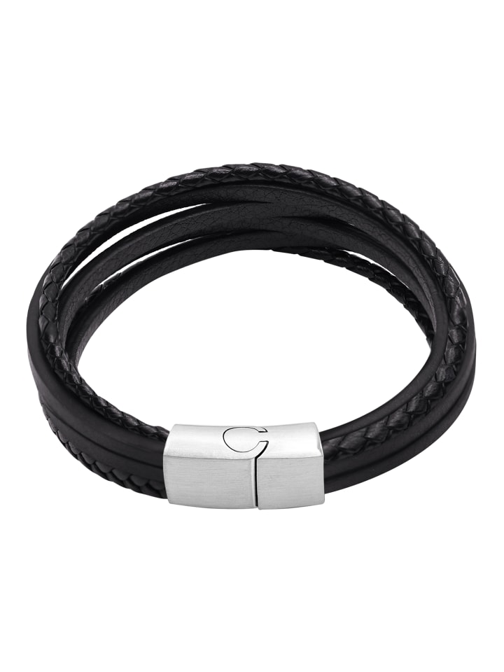 Steel_Art Herrenarmband Lederarmband Samu in schwarz günstig kaufen