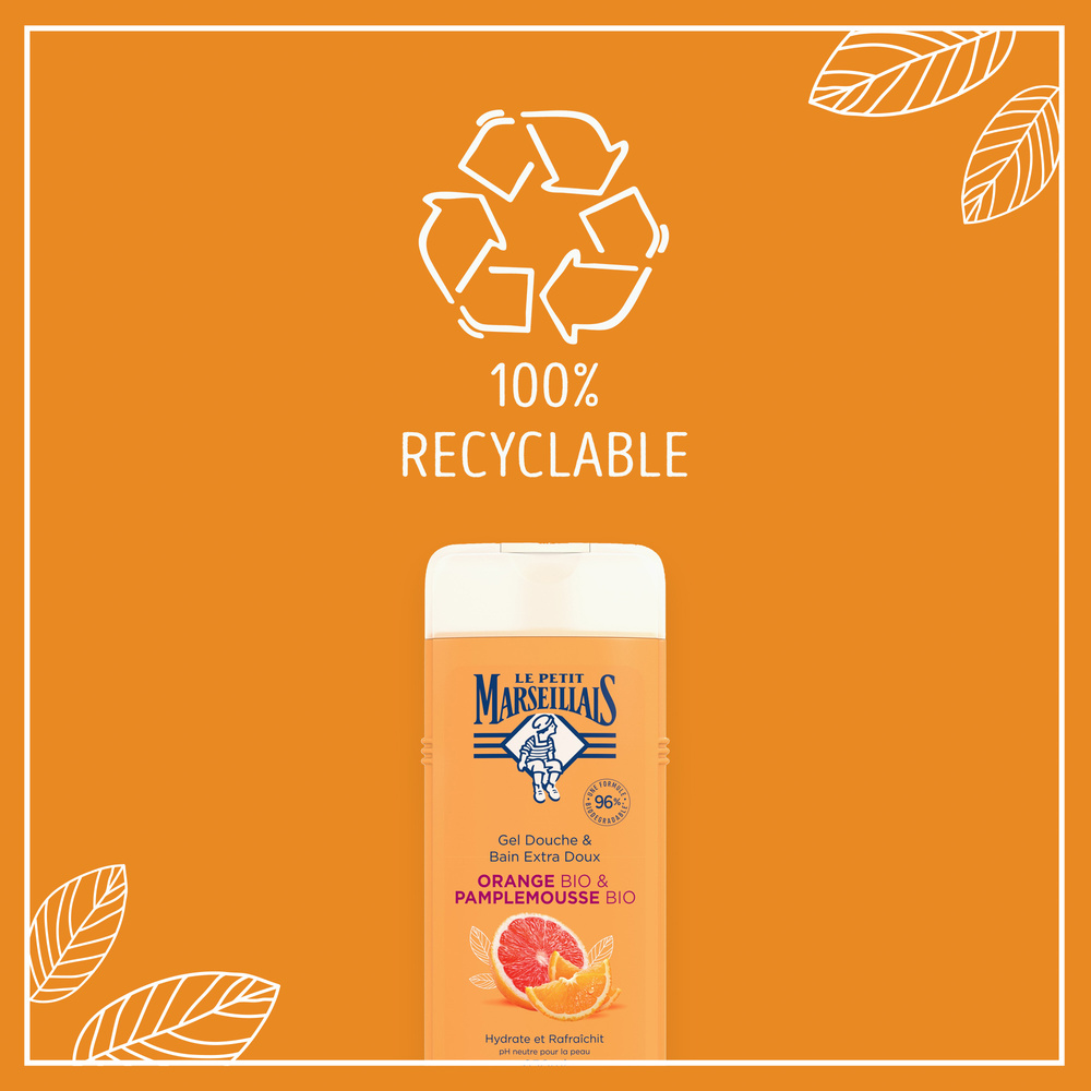 le petit marseillais Gel Douche & Bain Extra Doux Orange Bioet Pamplemousse Bio 650ml Gel douche