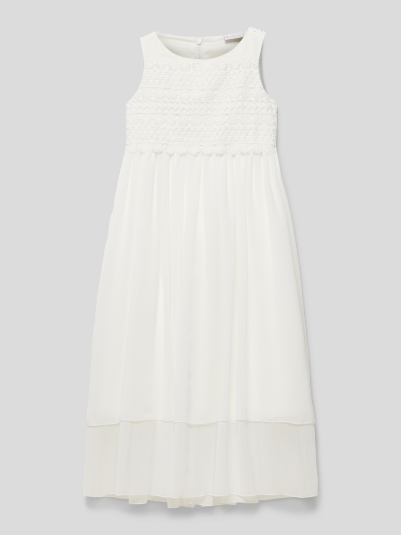 Kleid mit Spitzenbesatz in ecru