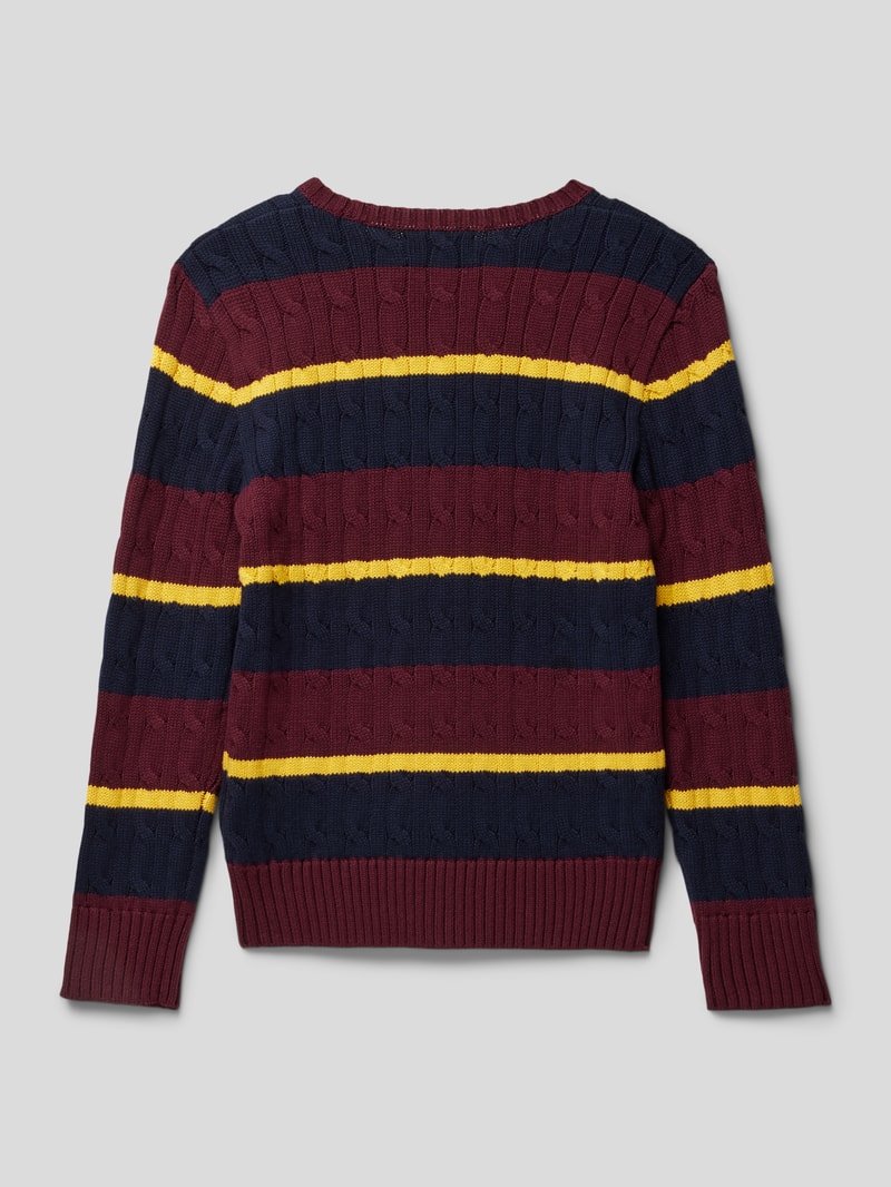 Strickpullover mit Streifenmuster in bordeaux rot
