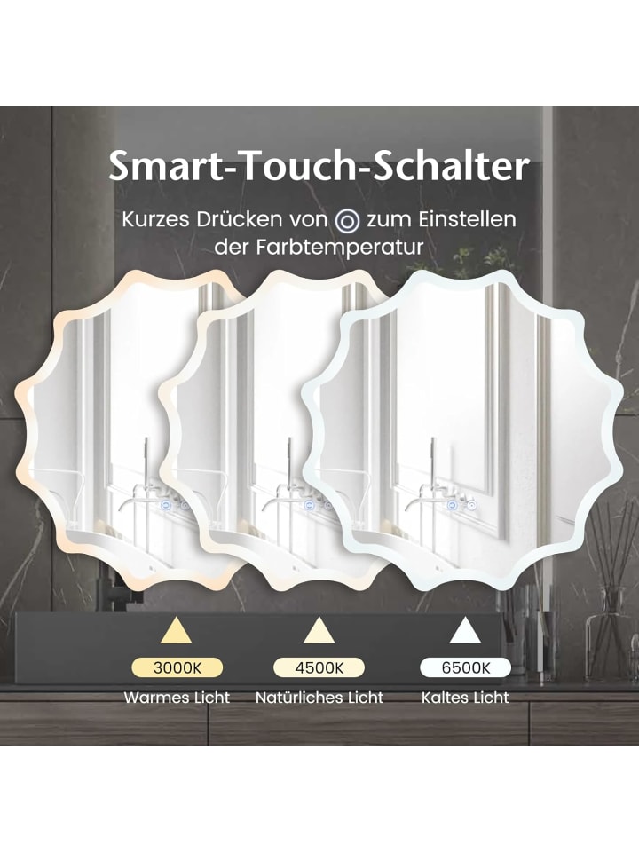 COSTWAY Badspiegel mit LED 60cm in Silber günstig kaufen onesize